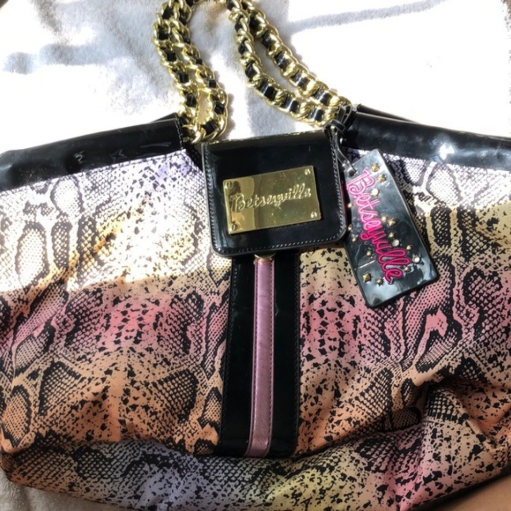 Euc Betsey Johnson Rainbow Python Bag - image 2